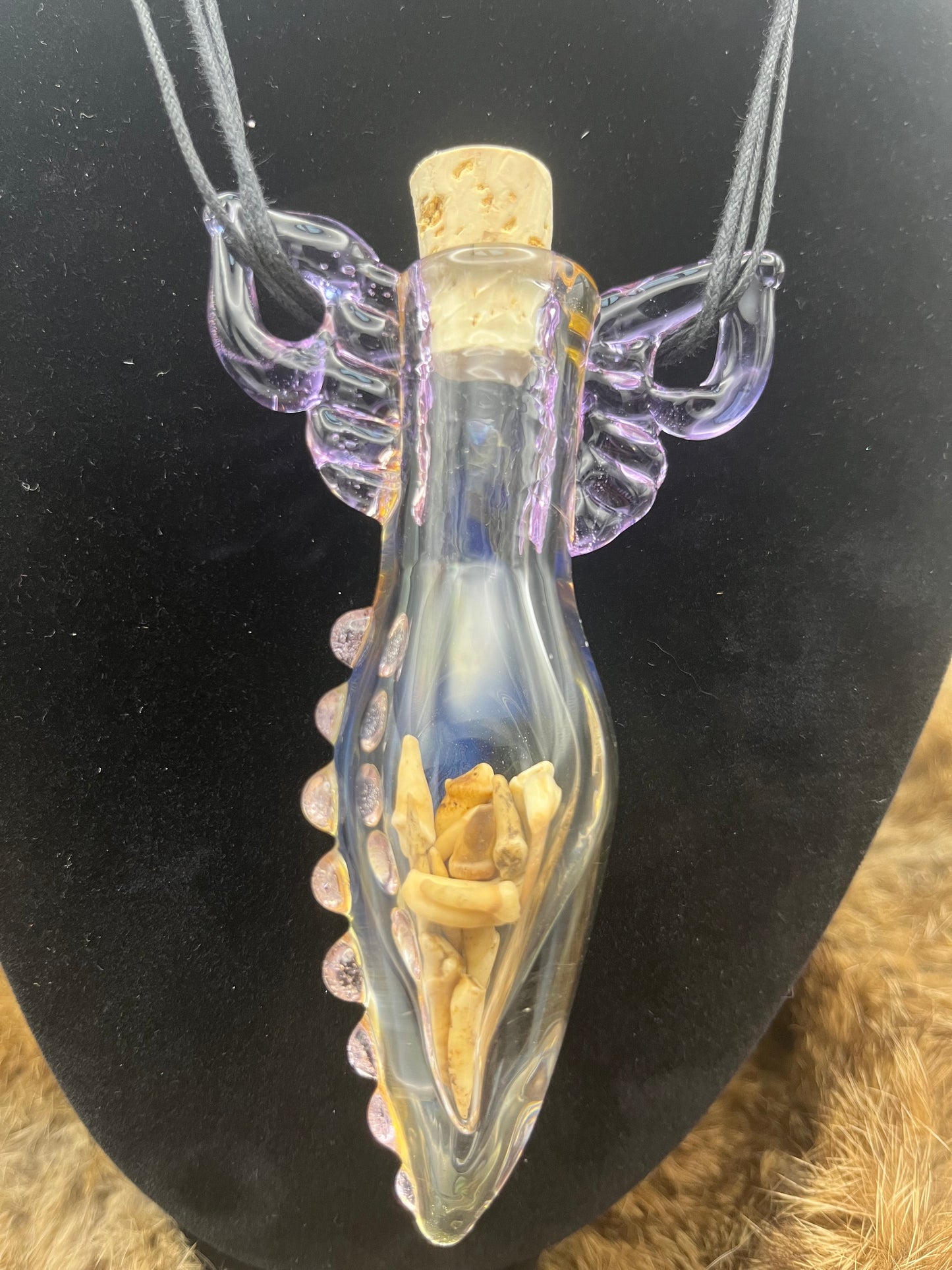 Vulture Vial pendant /animal teeth