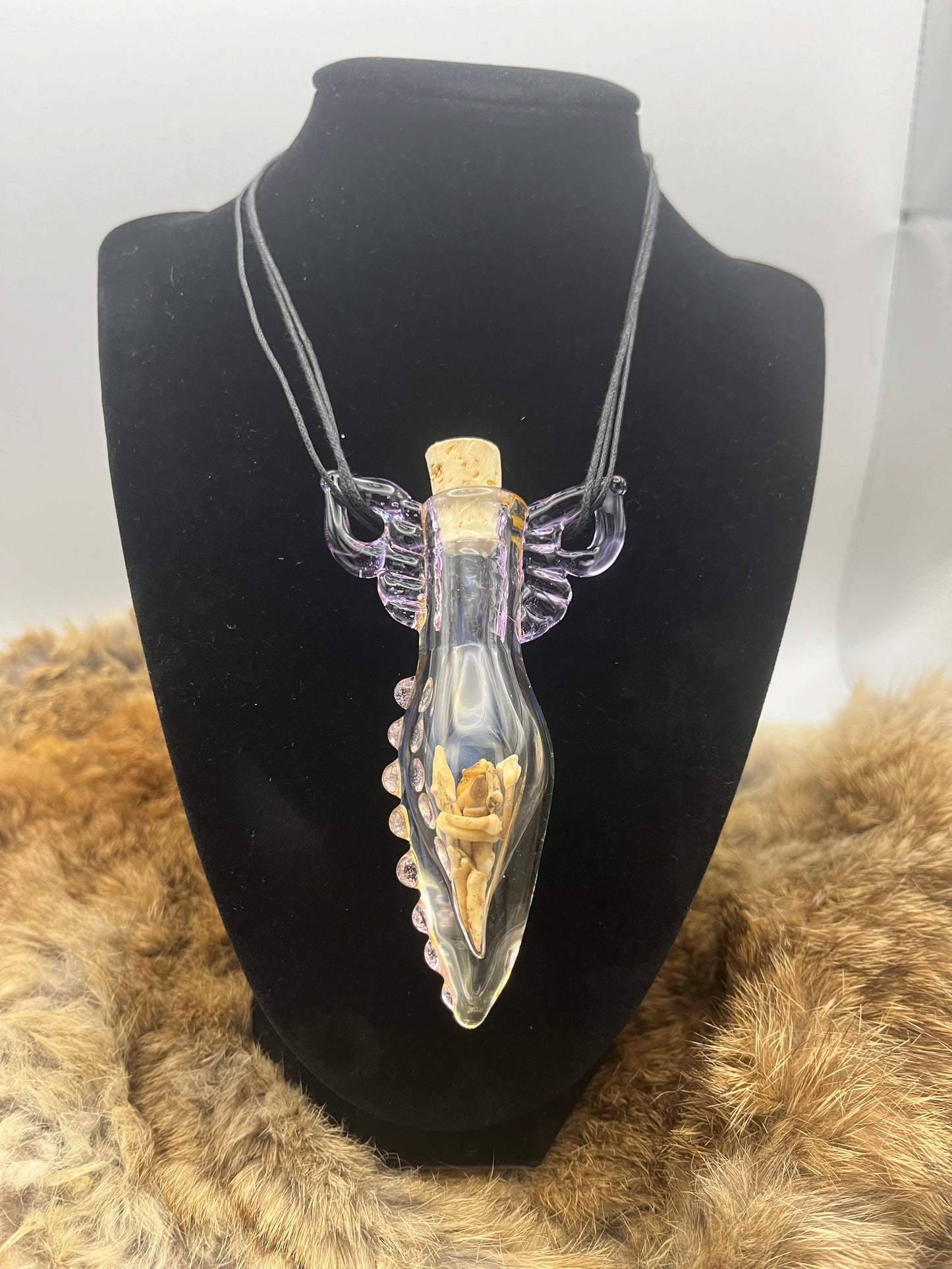 Vulture Vial pendant /animal teeth