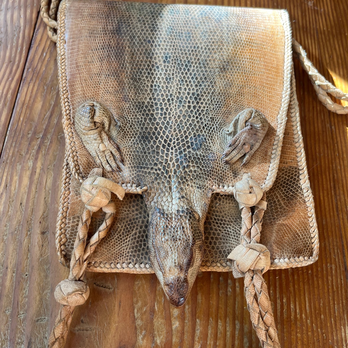 Savannah monitor lizard taxidermy handbag with strap