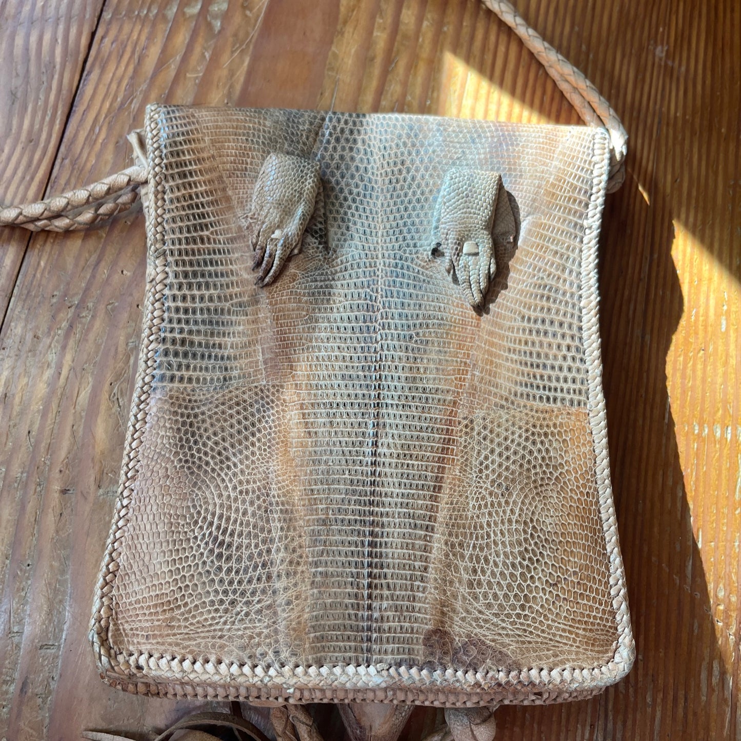 Savannah monitor lizard taxidermy handbag with strap